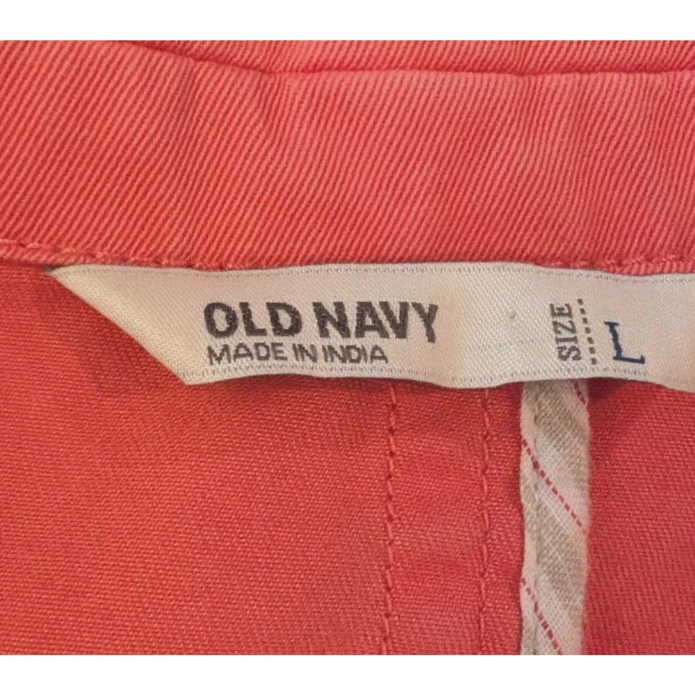 Old Navy Womens Large Coral Cotton Blazer 3/4 Sleeve 3 Button Jacket L - Picture 9 of 11